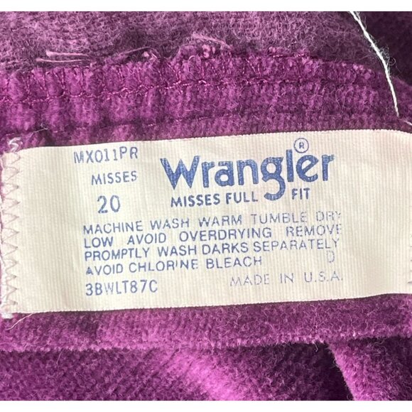 Wrangler Misses Full Fit Flare Corduroy Pants Women's 20 Purple Pockets Western - Picture 5 of 8
